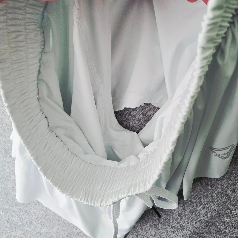 LUOGONGZI White Flowy Athletic Shorts High Waisted Double‎ Layer Workout Skort M